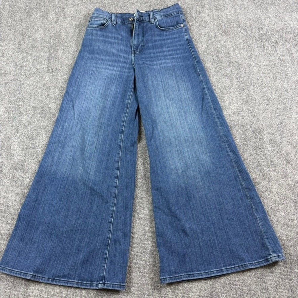 FRAME Le Palazzo Crop Jeans Women 27 Blue High Rise Wide Leg Denim